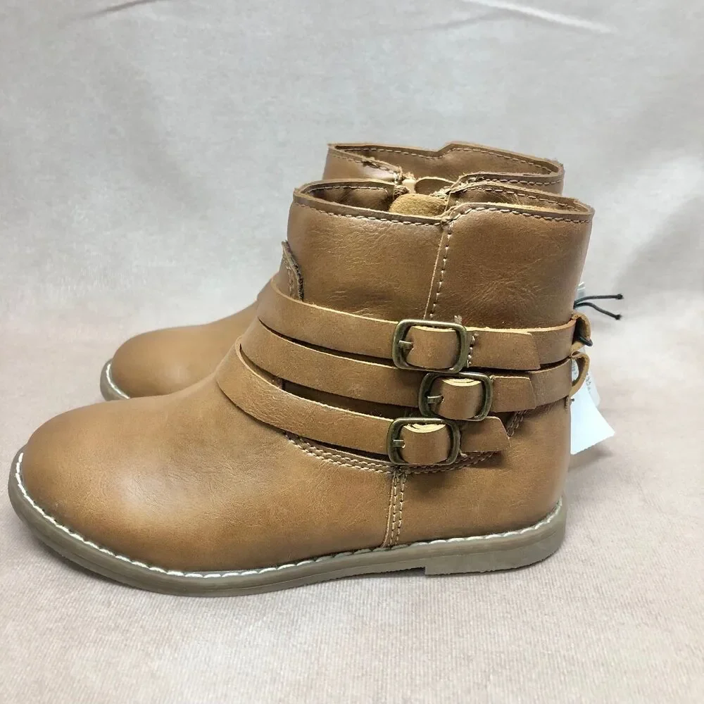 Toddler girl size 9 faux-leather buckled strap ankle boots